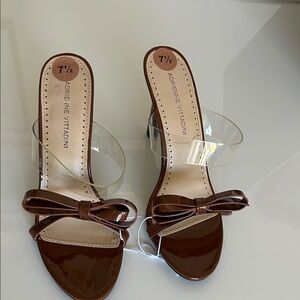 Adrienne Vittadini Brown Heels with Bow Accent